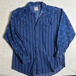 Vtg Western Plains Trading Co Stars & Stripes Western Shirt Large Americana 90s